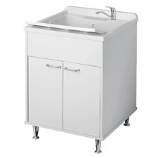 Mobile lavatoio in resina lavanderia Pilozza lavapanni PVC bianco Rugiada 60x50
