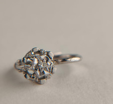 Orecchini vintage in Oro bianco 18 carati, diamante taglio rosa antico Art déco