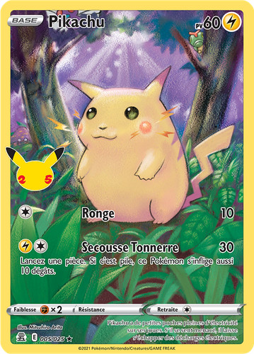 Carte pokémon pikachu 005 - carte, 005/025