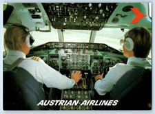 Austria Postcard Austrian Airlines Cockpit MD-81 c1950's Vintage Unposted