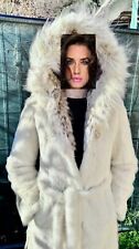 pelliccia visone bianco con cappuccio in lince
