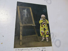 Cartolina Epoca Auguri Bambino vestito da pagliaccio viaggiata 1905