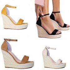 SCARPE Donna Sandali Zeppa Corda Spago Tacchi alti 13 Zatteroni Espadrillas D28