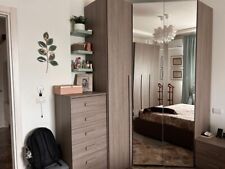 Armadio 6 ante con cabina angolare 120x120m rovere grigio + Settimino + Comodini