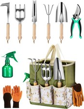 Set di attrezzi da giardinaggio premium 9 pezzi per donna - resistente verde inox 