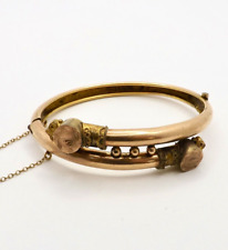 Victorian Etruscan Revival Gold Filled Bypass Hinged Bangle Bracelet Ornate
