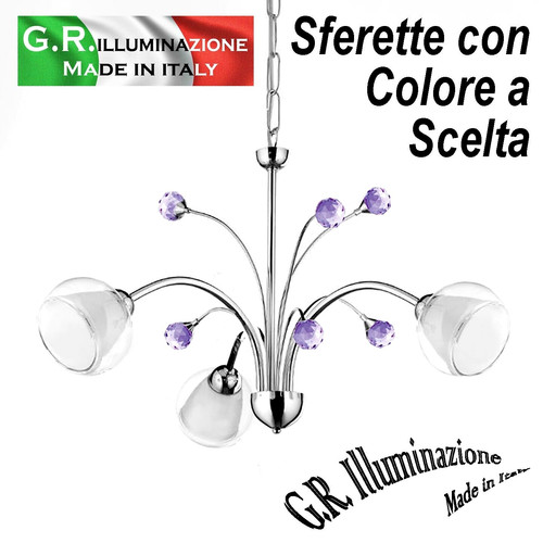 Lampadario moderno cromato - cromato, 3
