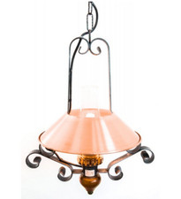 LINEA BAITA CRUCCOLINI LAMPADARIO in legno ferro rame e vetro soffiato 1 luce