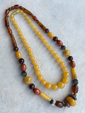 DUE COLLANE AMBRA ARGENTO VINTAGE ORIGINALE 1980