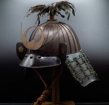 Autentico antico casco da samurai Suji KABUTO Edo periodo F/S KAB57