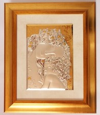 KLIMT LE TRE ETà DELLA DONNA ARGENTO cm33x23 QUADRO CORNICE cm57x48 MATERNITà