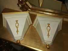 COPPIA DI  MENSOLE IN LEGNO AVORIO  ORO H 22X30