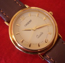 BELLISSIMO PRESTIGIOSO OROLOGIO ORIENT  QUARZ    PLACCATO IN ORO !!!