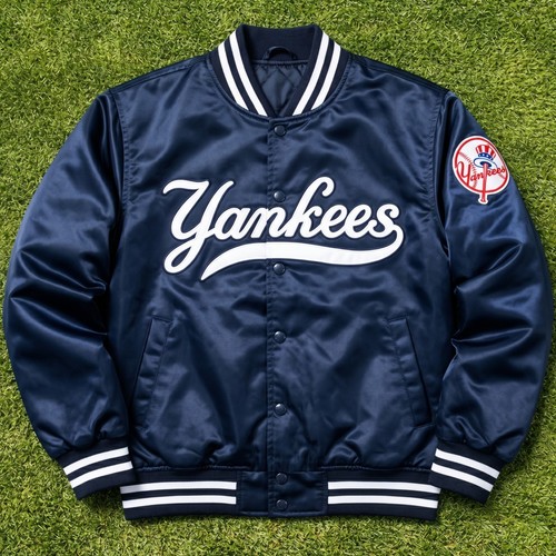 Yankees blue satin bomber - yankees,