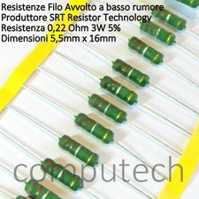 5 pezzi 0,22 Ohm 3W 5% Resistenza basso rumore a filo avvolto 220 Milliohm 3W