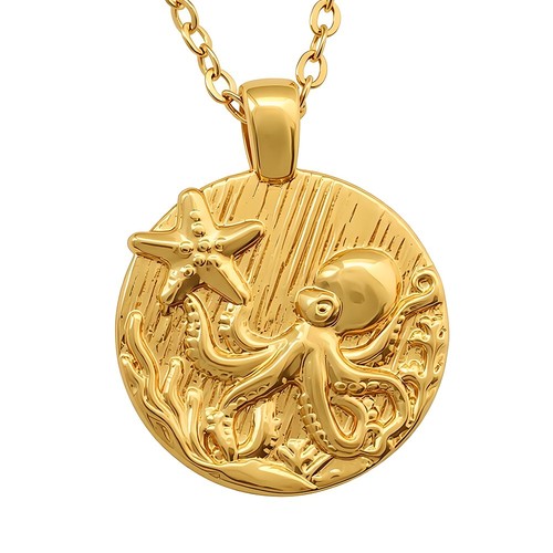Collana con ciondolo - polpo, oro