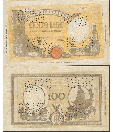 Italia 100 lire 1943 - italia, 23/08/1943