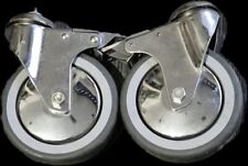 2 RUOTE GIREVOLI GOMMA C/FRENO C/PERNO ACCIAIO ZINCATO DA 125 RICAMBIO LETTI