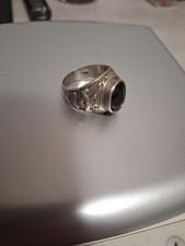 Anello chevalier in argento 800 e pietra onice Vintage
