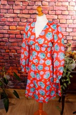 Vintage Originale 60er 70er Vestitino Colorato Fiori Discoteca Battitore Rosso