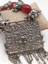 COLLANA ETNICA METALLO E VETRO