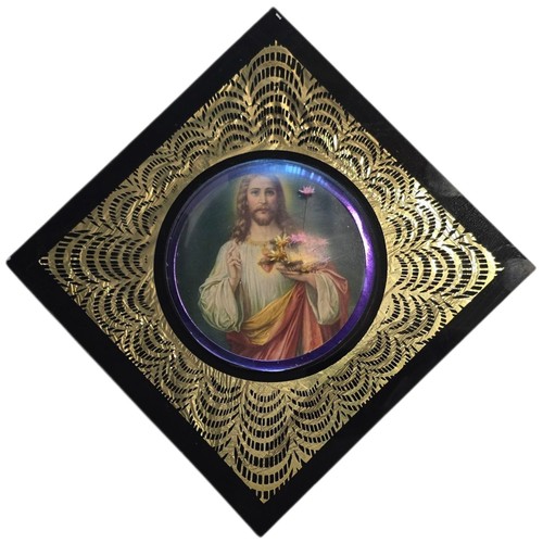 Vintage convex glass jesus - vintage,