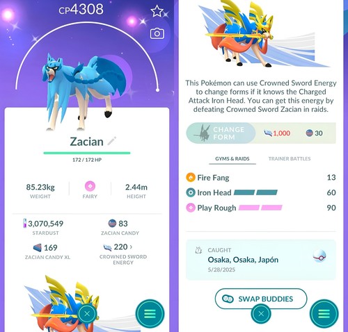 Shiny zacian livello con 3 - livello,