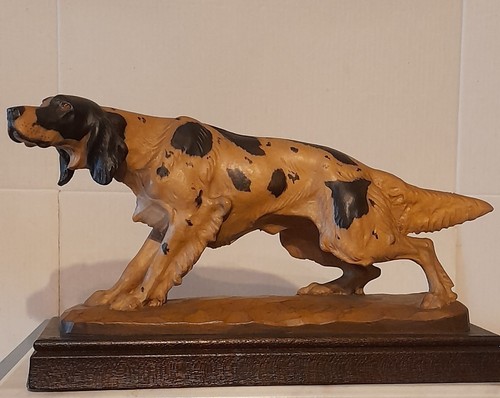 Statuina setter legno scolpito - setter,