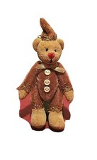 Mini Pet antico peluche orsetto pagliaccio, vestito a festa.Vintage