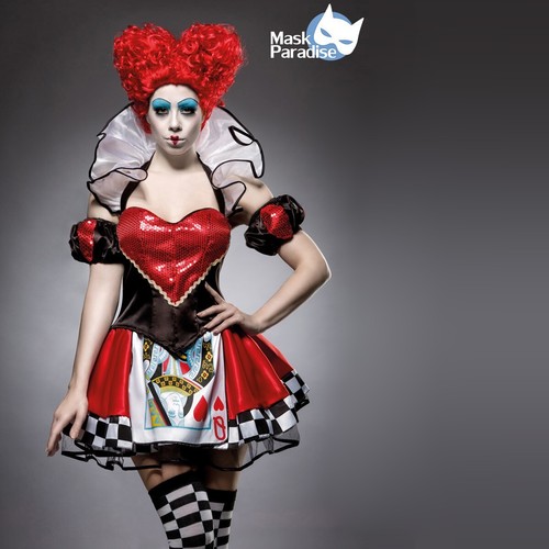 Costume regina rossa - rossa, cuori
