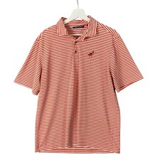 Polo a righe Cutter & Buck cricket golfista manica corta arancione uomo taglia L