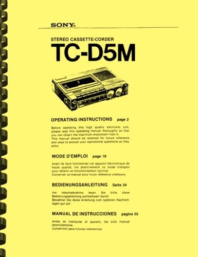 Sony d5m registratore a - tc-d5m,
