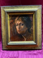Dipinto Angelo Batti Ritratto di donna quadro olio su cartone telato anni '80-90