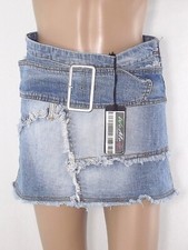 Terranova Gonna Corta 40 W26 Eu36 S Small Jeans Denim Blu Dritto Frangia Cintura