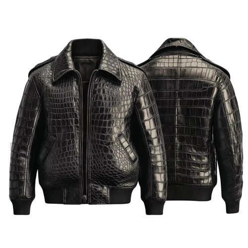 Bomber uomo nero coccodrillo