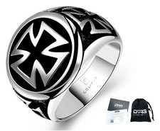 Anello acciaio stemma croce - acciaio,