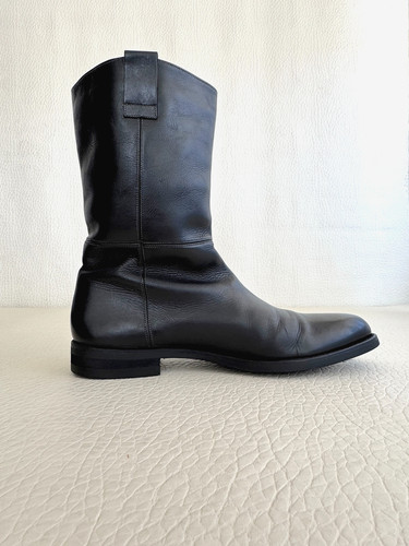 Santoni black leather mid - black, mid-calf