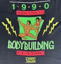 MAGLIETTA VINTAGE ARKANSAS BODYBUILDING CLASSIC 1990 WORLD GOLDS GYM XL ARNOLD