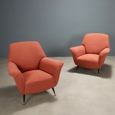 Poltrone Vintage Metallo Velluto Da Restauro Italia Design Anni 50-60