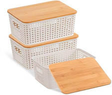 3 Pezzi Scatola Portaoggetti Con Coperchio,Scatole Contenitori Plastica,Scatole 