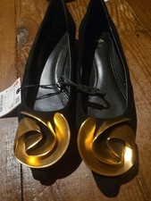 NWT ZARA BLACK SUEDE GOLD