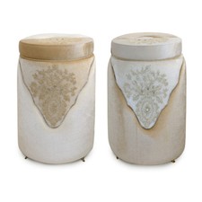 Pouf contenitore Dainty High con pizzo Stile provenzale classico R481