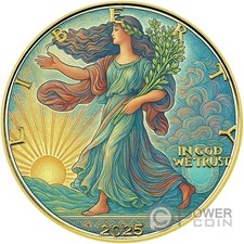 LIBERTY COLORCURRENCY 1 Oz Moneta Argento 1$ USA 2025