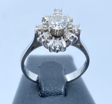 ANELLO VINTAGE DONNA IN ORO BIANCO 18KT 750 CON DIAMANTI TAGLIO TONDO 18CT USATO
