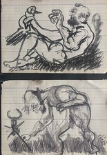  2 vecchi  disegni, su foglio