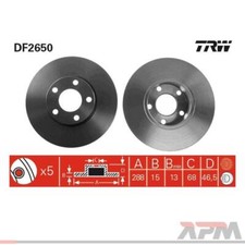 2 dischi freno TRW DF2650 per Audi A4 8D2 8D5 A6 4A2 4A5 100 4A2 4A5 443 444