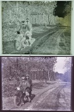 Rara foto negativo in vetro - Gillet (350 cc ?) Moto - Gillet Herstal 1930 circa