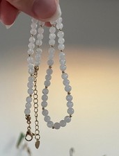 Collana da donna 5-6 mm pietra di luna lampo perle pietre preziose rotonde...