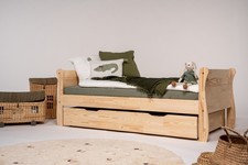 Letto per Bambini in Legno Pavimento Letto Singolo Opzionale con Cassetto e Materassi