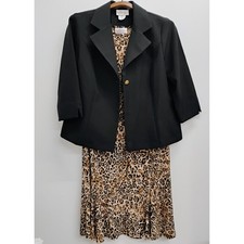 Westside Clothing Set Abito Midi Donna Nero Blazer e Stampa Leopardata Taglia 14